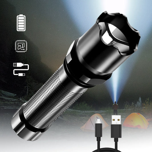 Lampe de poche portable pour l'extérieur, rechargeable par USB