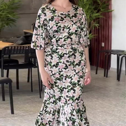 🔥2024 HOT SALE 50% OFF🔥💝Robe midi en queue de poisson à imprimé floral👗