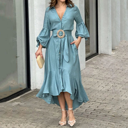 🌸Limit Time 66% de réduction 💕Robe à col en V avec ourlet irrégulier pour femmes👗