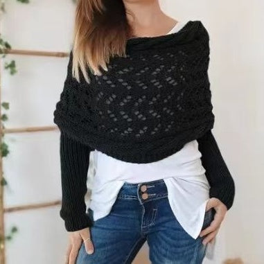 🔥Dernier jour 47% de Réduction🧶Poncho Tricoté Pour Femme avec Découpes